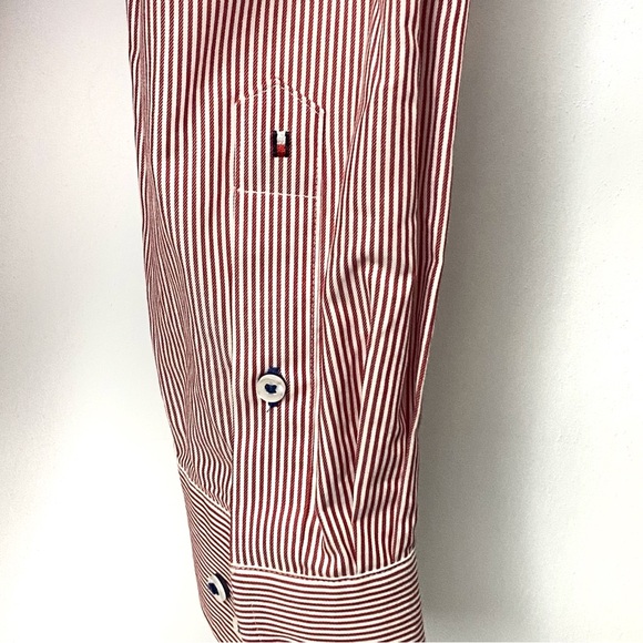 Tommy Hilfiger Men’s Fitted Striped Long Sleeve Button Down Dress Shirt Large - Picture 4 of 12